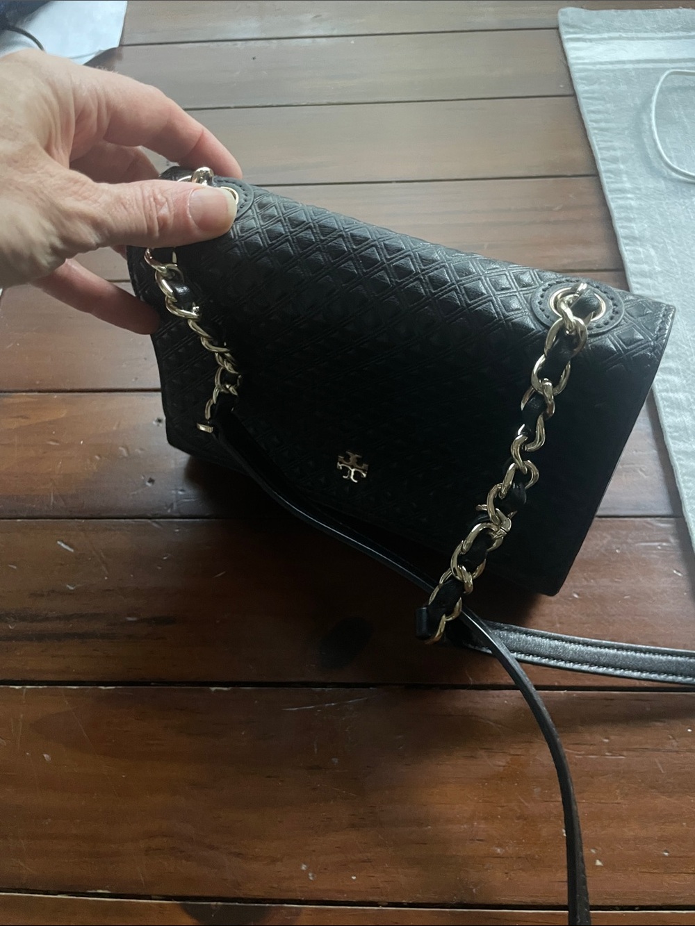 Tory Burch Black Quilted Leather Chain Strap Crossbody - Picture 4 of 5